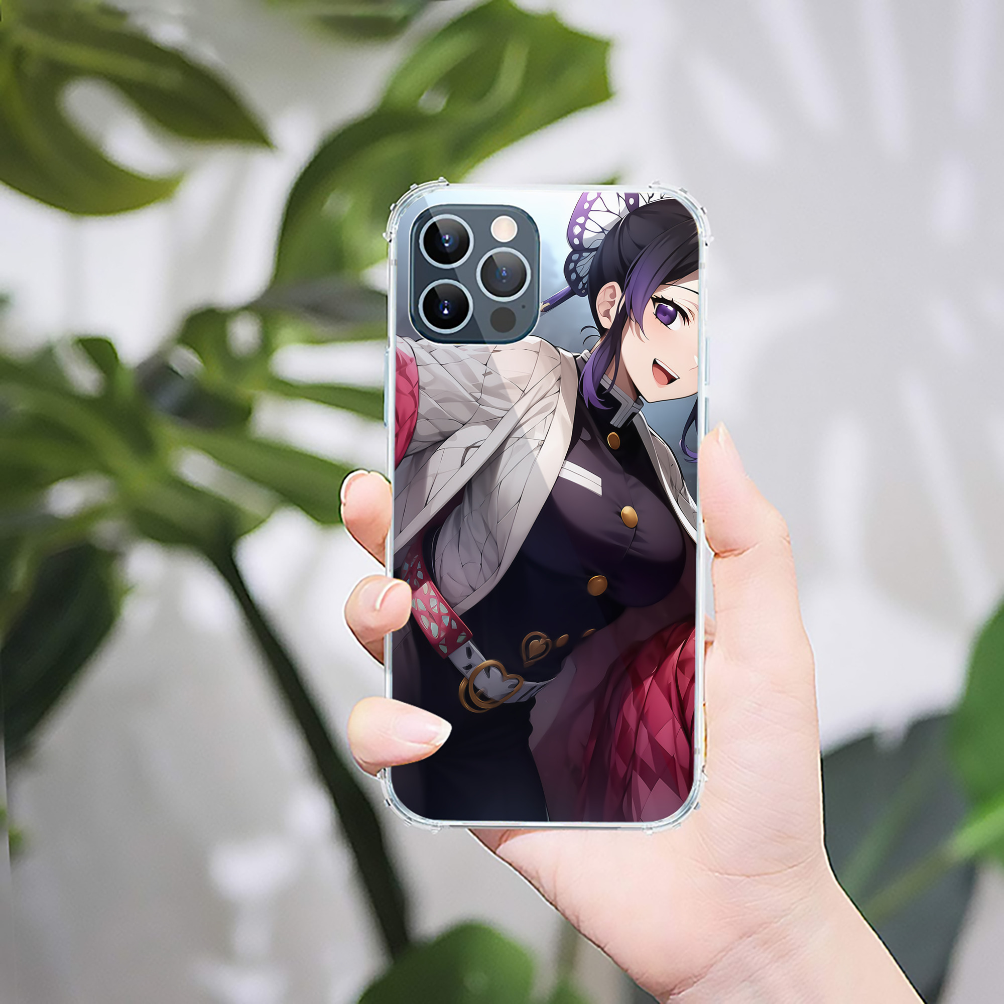 （画像用） 鬼滅の刃（きめつのやいば）蟲柱-胡蝶 しのぶ／こちょう しのぶ Kochou Shinobu 【iPhone 12シリーズ対応】透明スマホケース（クリアソフトケース）